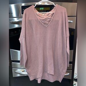JODIFL Mauve Crisscross V-Neck Sweater